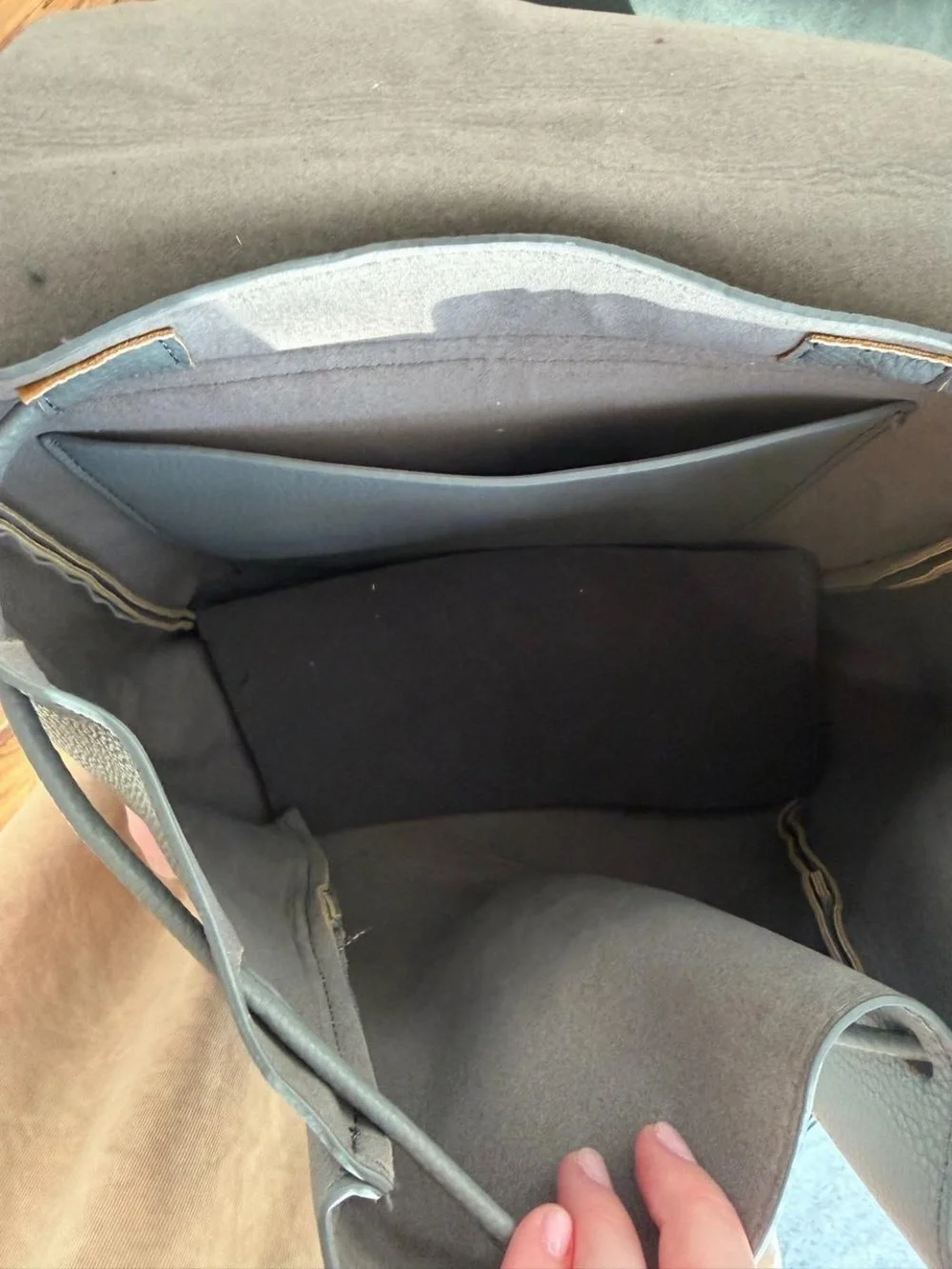 Minimalist Gray Women's Faux Leather Backpack